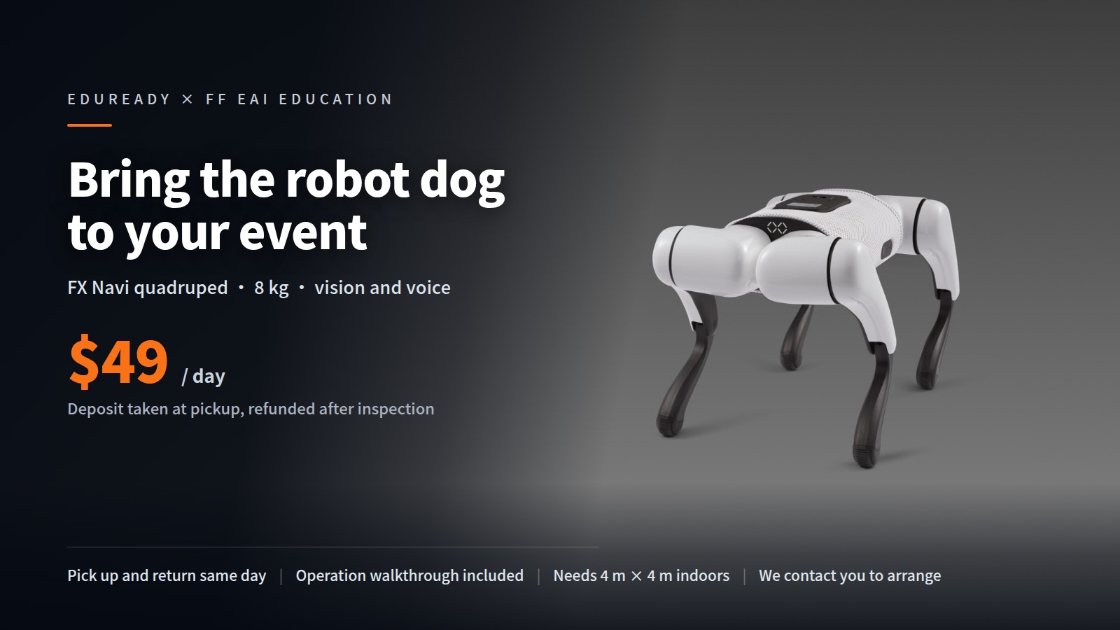 FX Navi Quadruped Robot Dog · Daily Rental